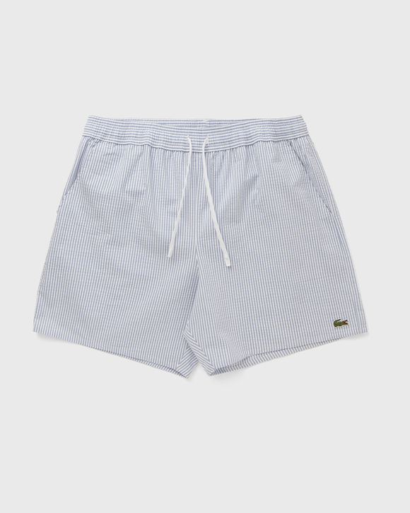 Mid Length Striped Textured Swim Trunks