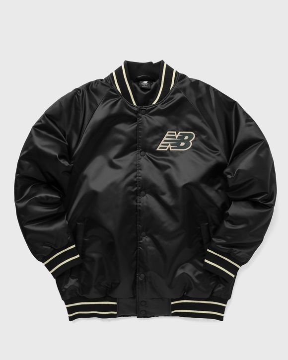 New Balance Athletics Varsity Satin Bomber Jacket Black - Black