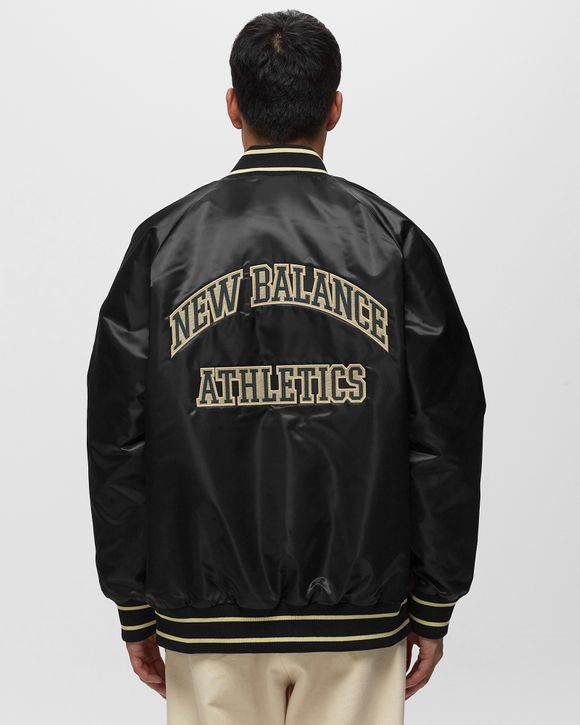 Black New Balance Athletics Varsity Satin Bomber Jacket