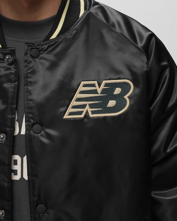 New Balance Athletics Varsity Satin Bomber Jacket Black - Black