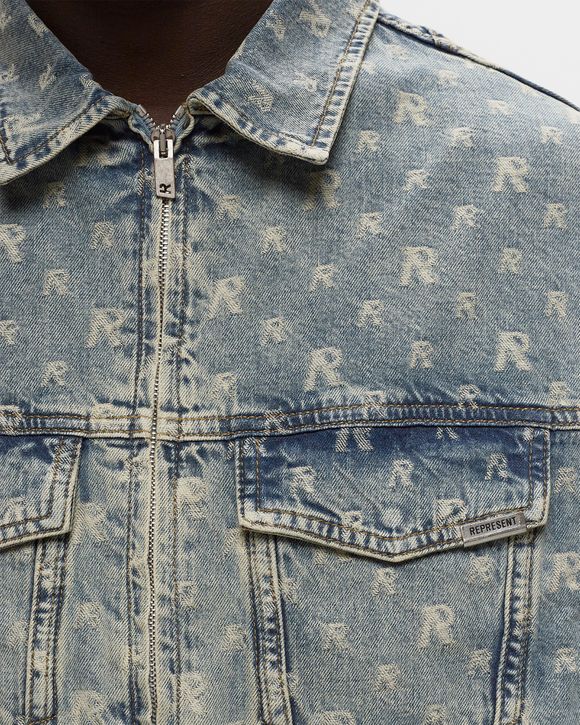 Represent Monogram-pattern Four-pocket Denim Jacket in Gray for Men