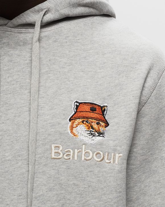 Barbour Barbour X Maison Kitsune Fox Head Hoodie Grey | BSTN Store