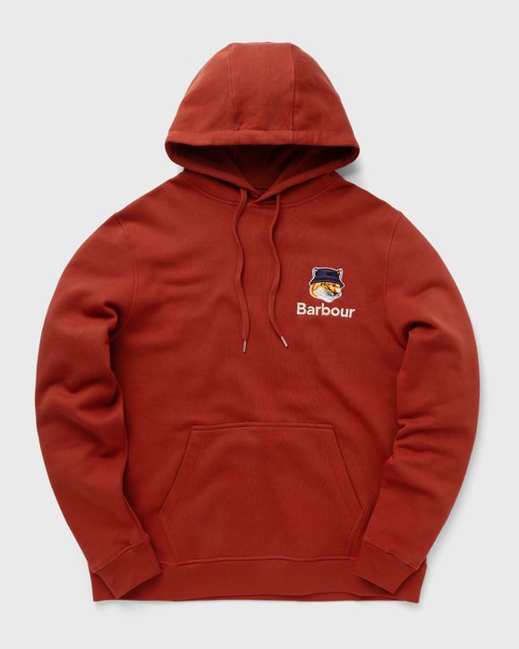 Barbour Barbour X Maison Kitsune Fox Head Hoodie Red - BURNT H