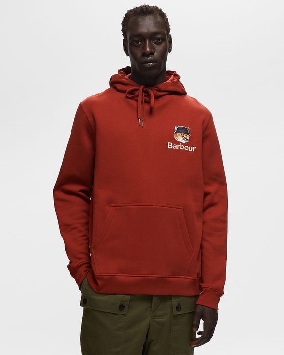 Barbour Barbour X Maison Kitsune Fox Head Hoodie Red | BSTN Store