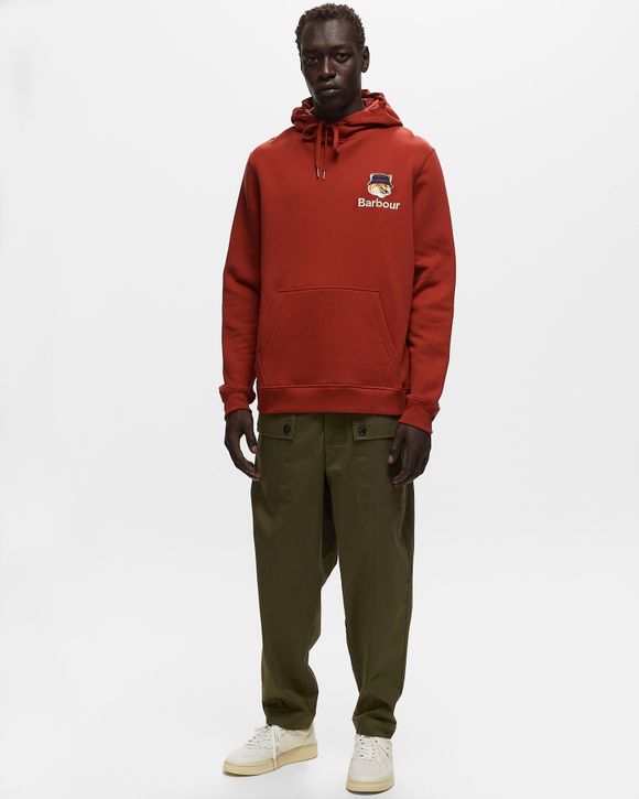 Barbour Barbour X Maison Kitsune Fox Head Hoodie Red BSTN Store