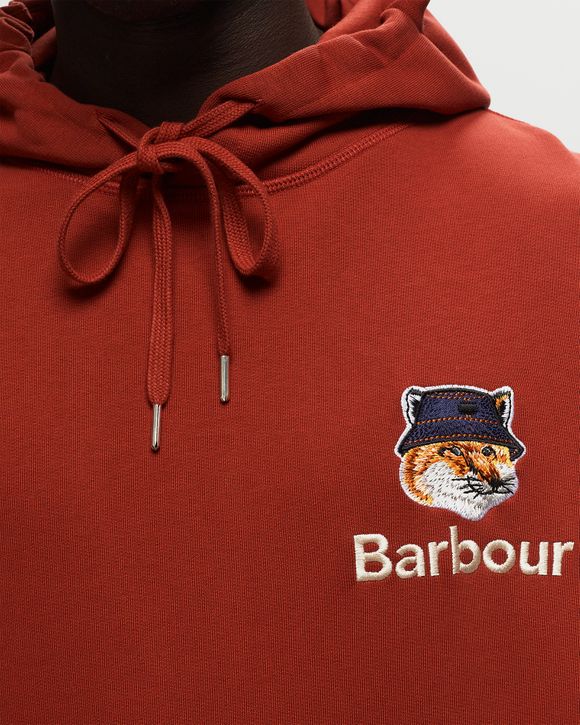 ★人気★BARBOUR X Maison Kitsune FOX HEAD HOODIE Barbour Barbour X Maison Kitsune Fox Head Hoodie Red | BSTN