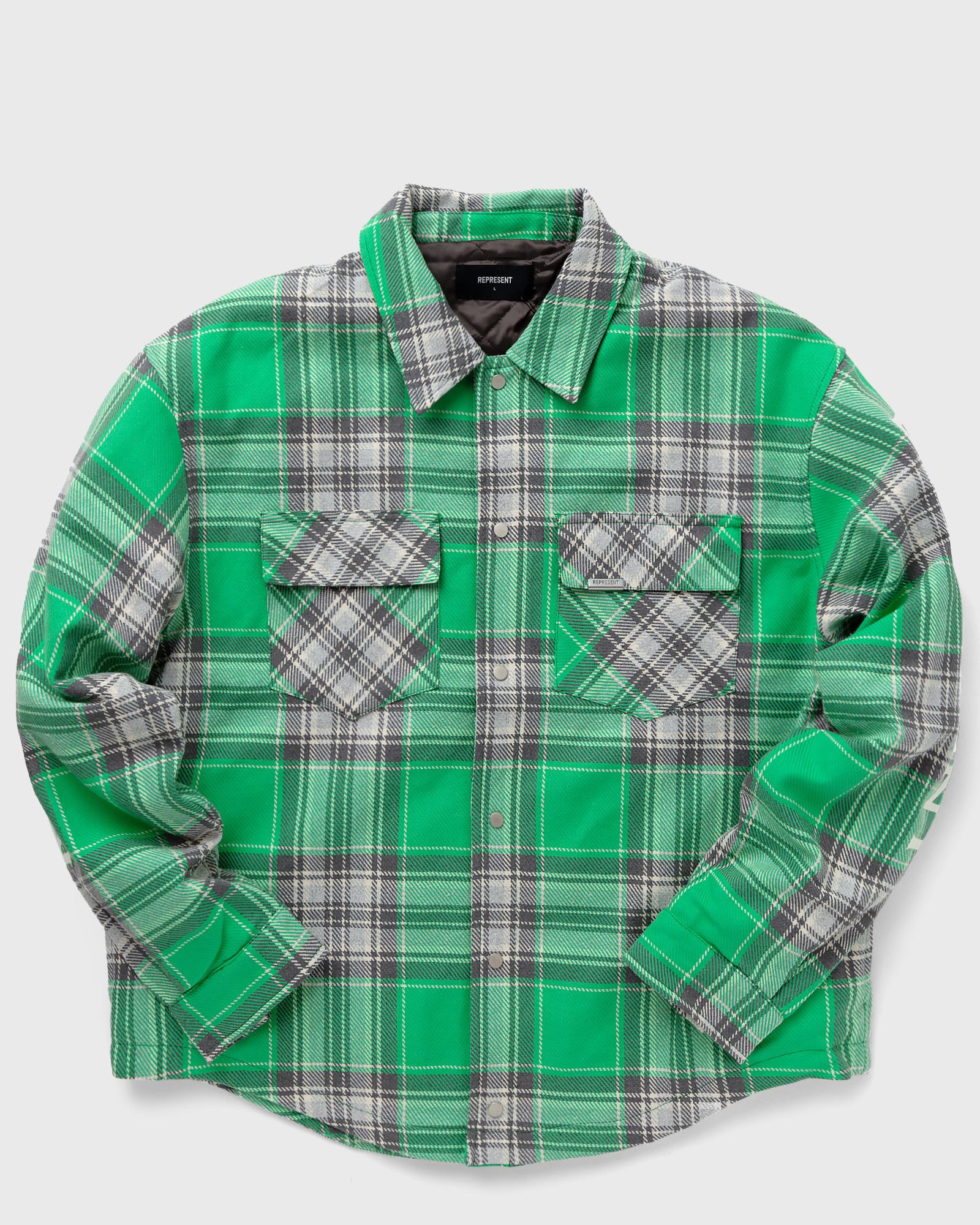 Represent - quilted flannel shirt men overshirts green in größe:xl