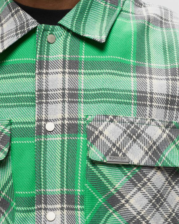 Green Plaid Quilted Flannel Shirt