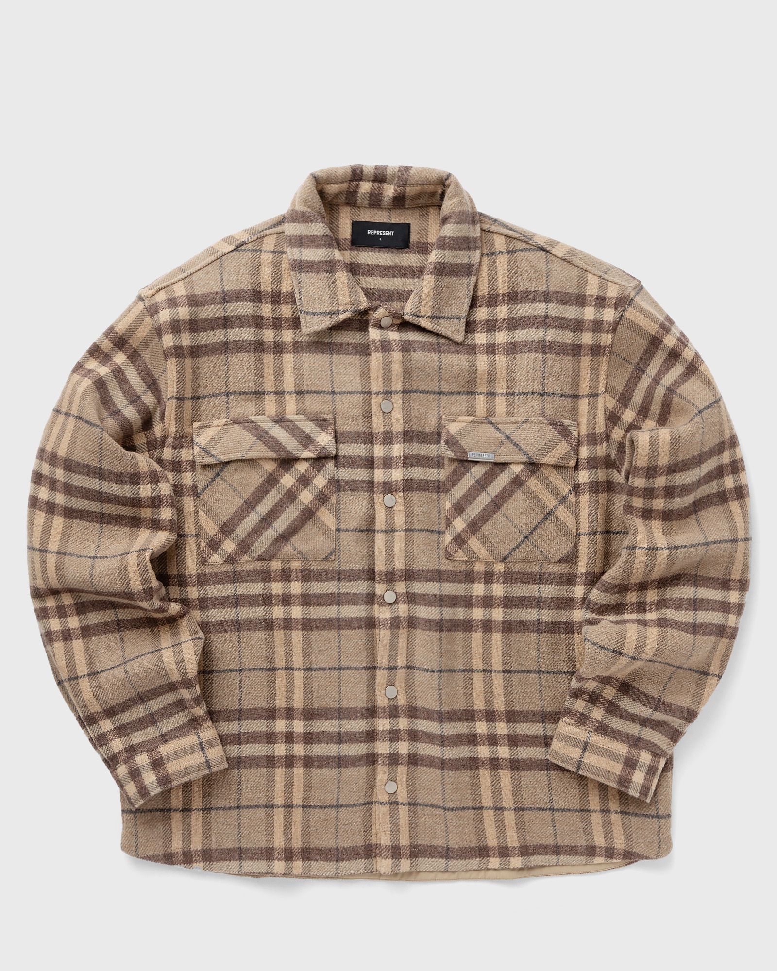 Represent - intial print flannel shirt men overshirts brown in größe:m