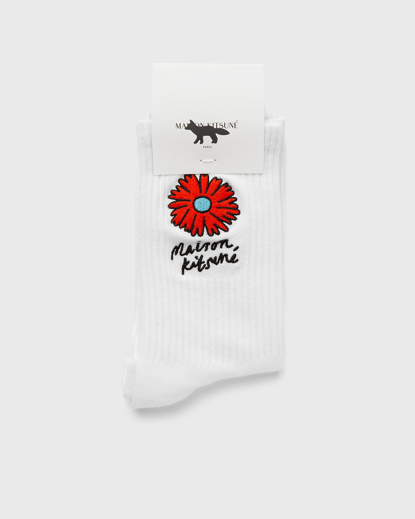 Maison Kitsune - floating flower sporty socks men socks white in größe:40/45