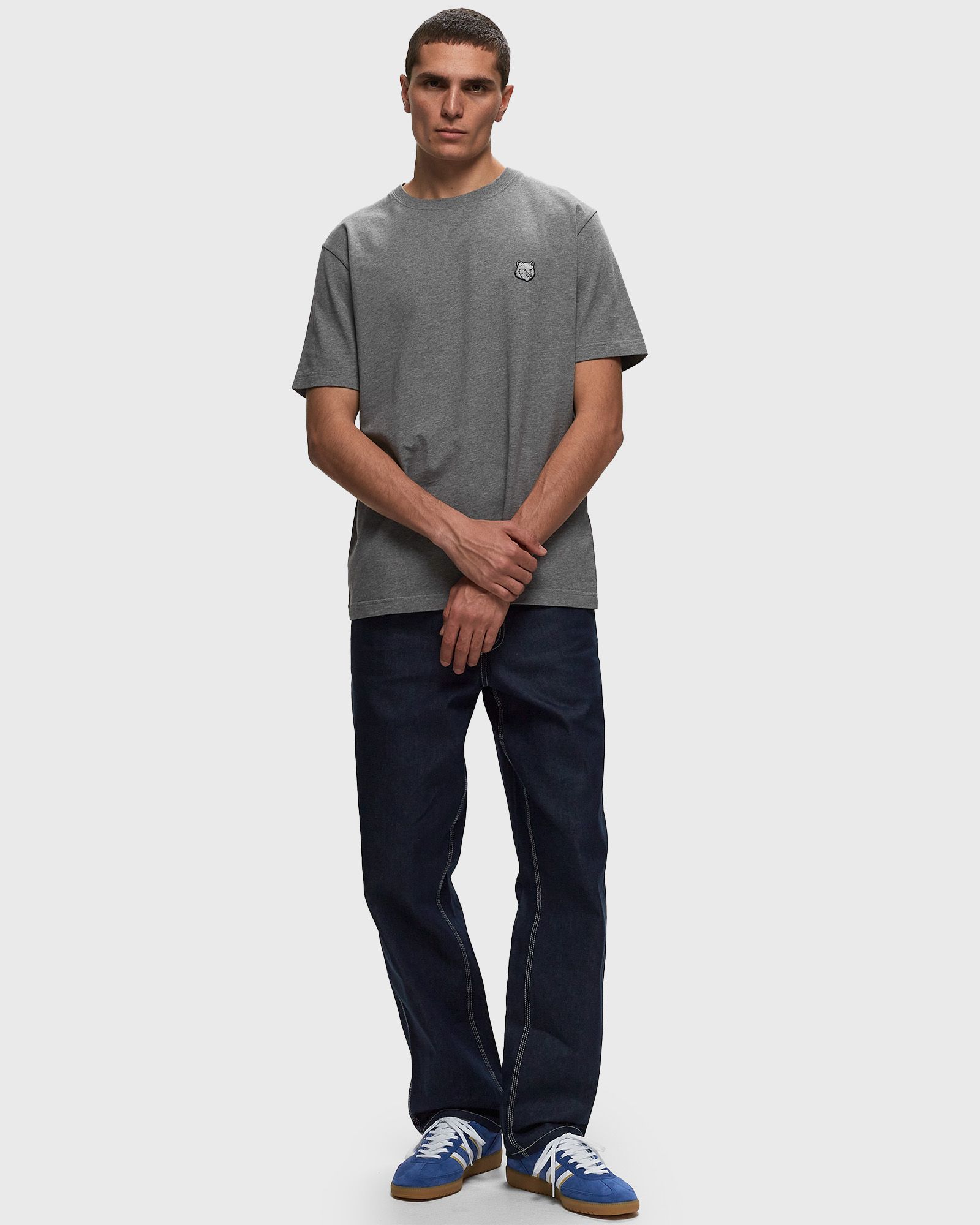 BOLD FOX HEAD PATCH COMFORT TEE SHIRT MEDIUM GREY MELANGE