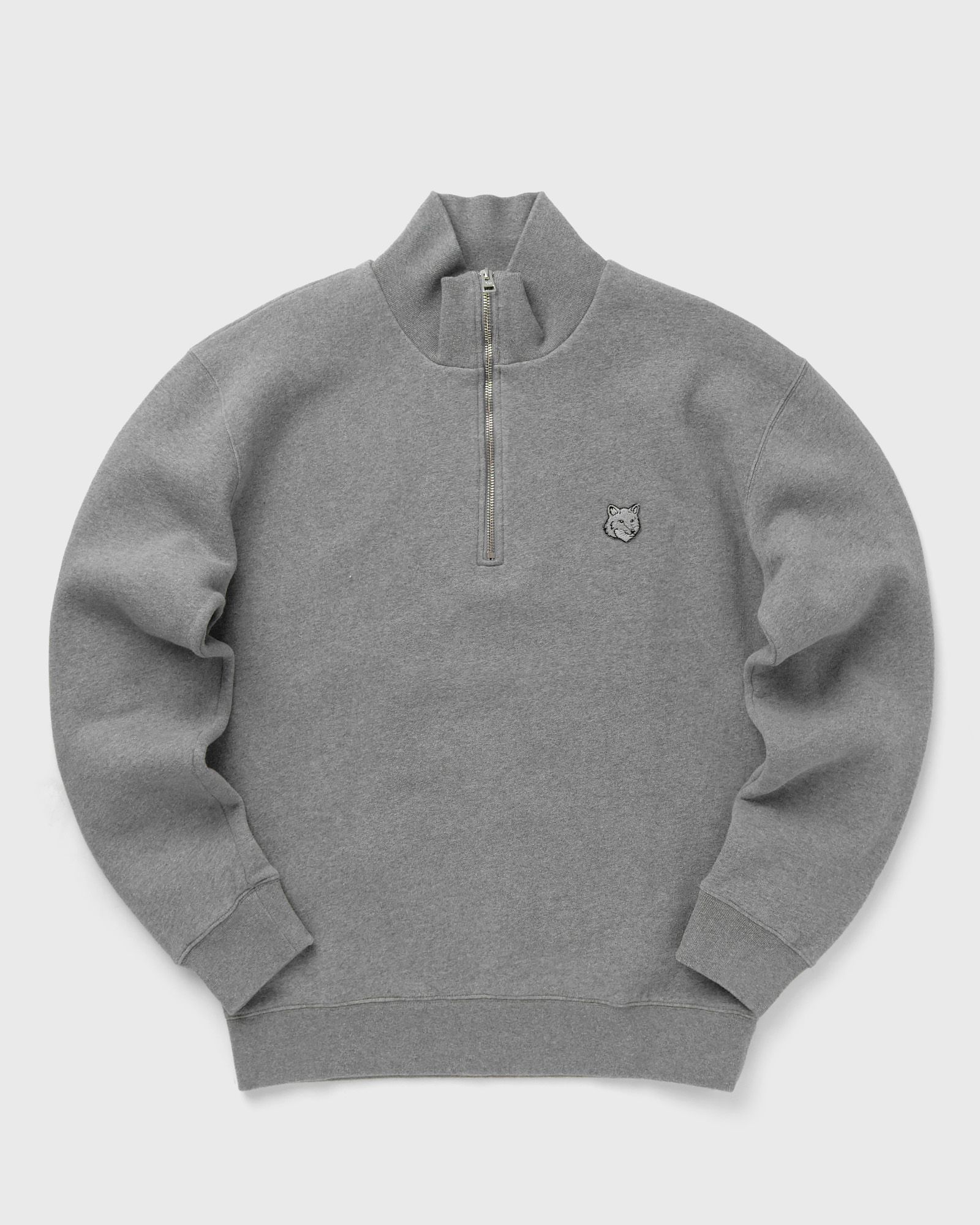 Maison Kitsune - bold fox head patch comfort half zip sweatshirt men half-zips grey in größe:s