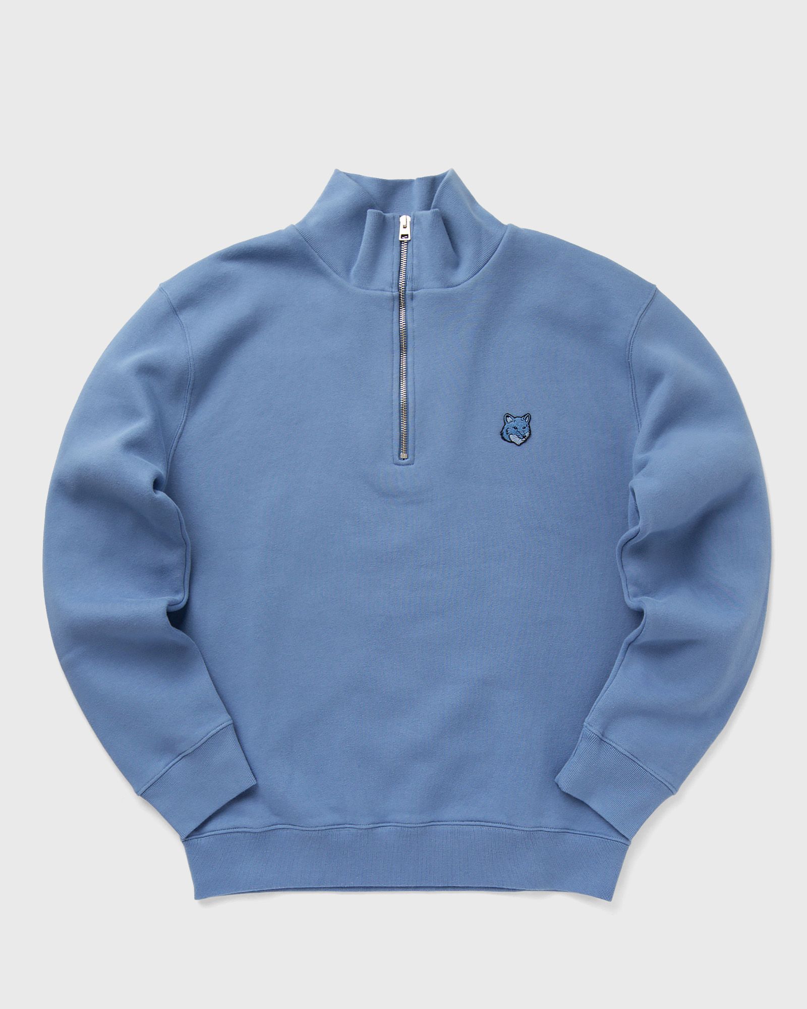 Maison Kitsune - bold fox head patch comfort half zip sweatshirt men half-zips blue in größe:xl