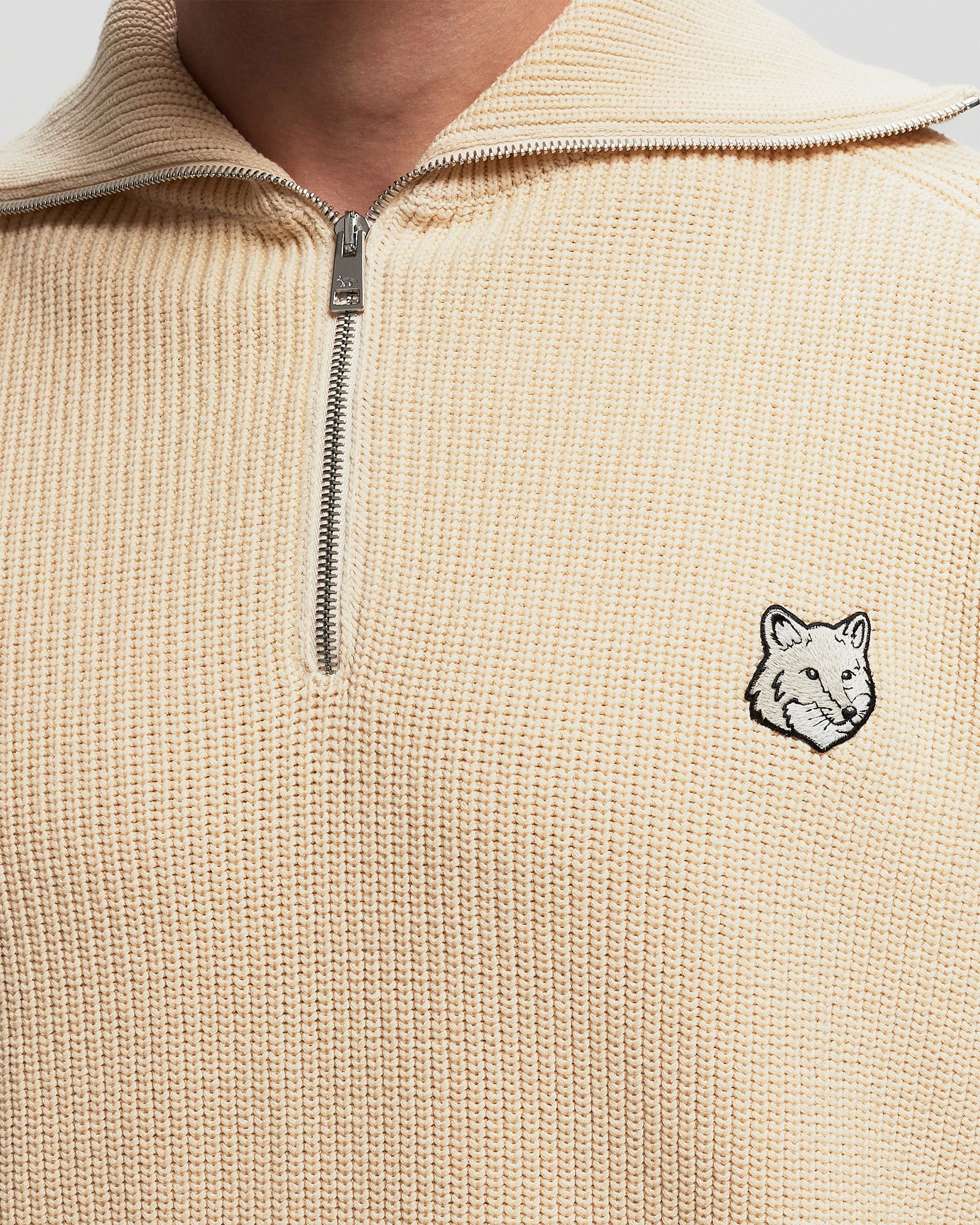 BOLD FOX HEAD PATCH HALF ZIP RIBBED JUMPER