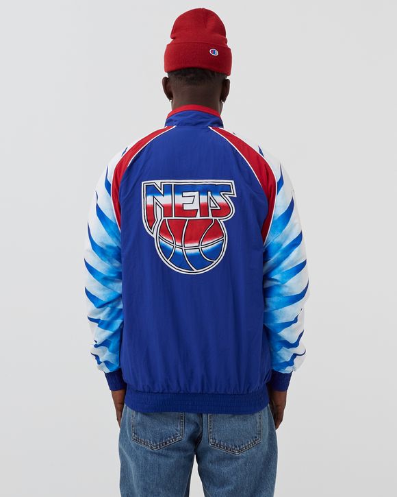 Men's Mitchell & Ness Blue New Jersey Nets Hardwood Classics Authentic Warm-Up Raglan Full-Zip Jacket