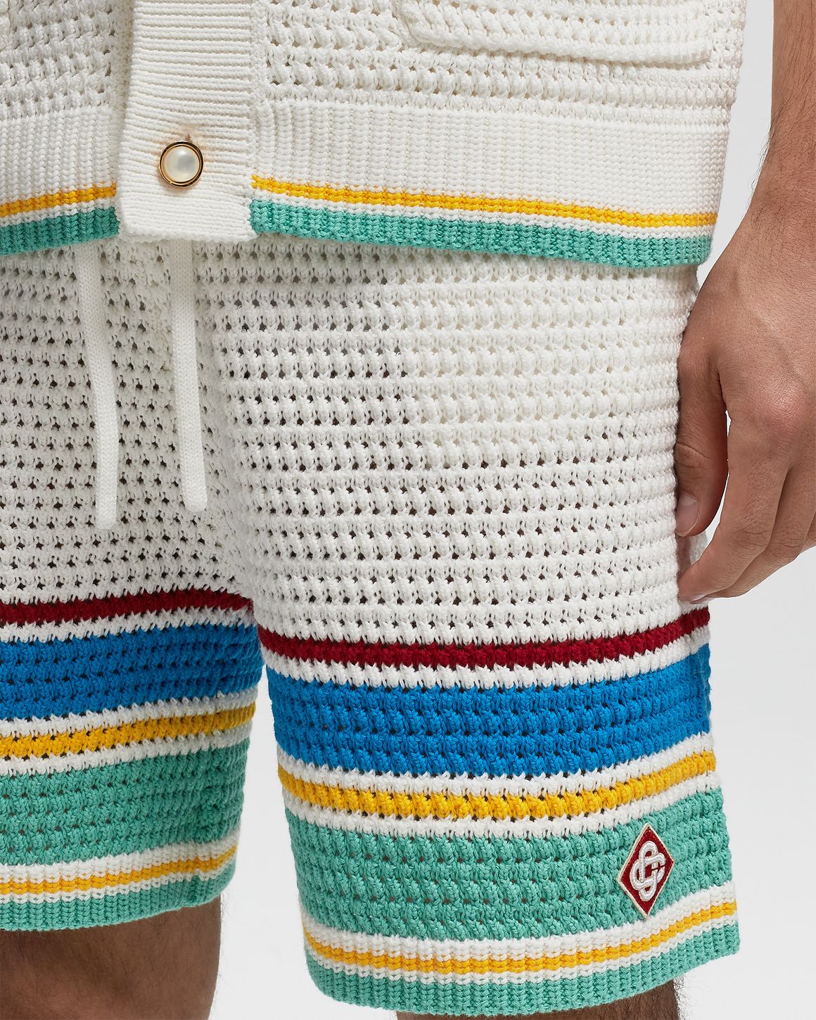 Casablanca CROCHET EFFECT TENNIS SHORTS White | BSTN Store