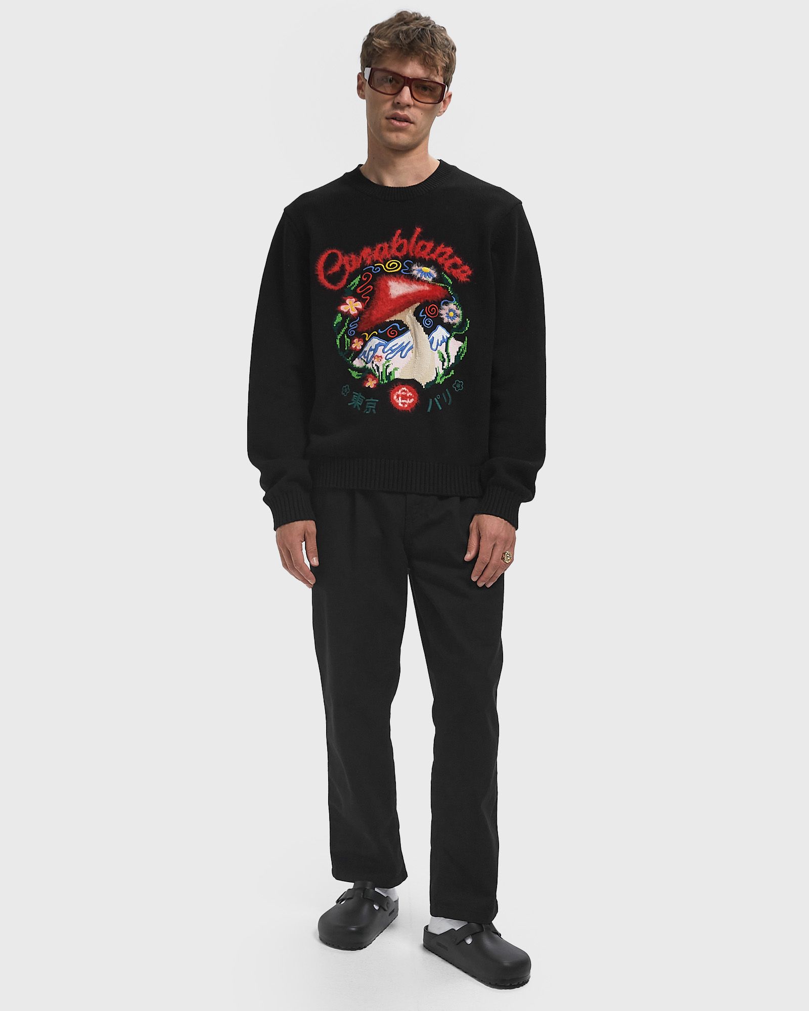 MUSHROOM EMBLEM INTARSIA CREW