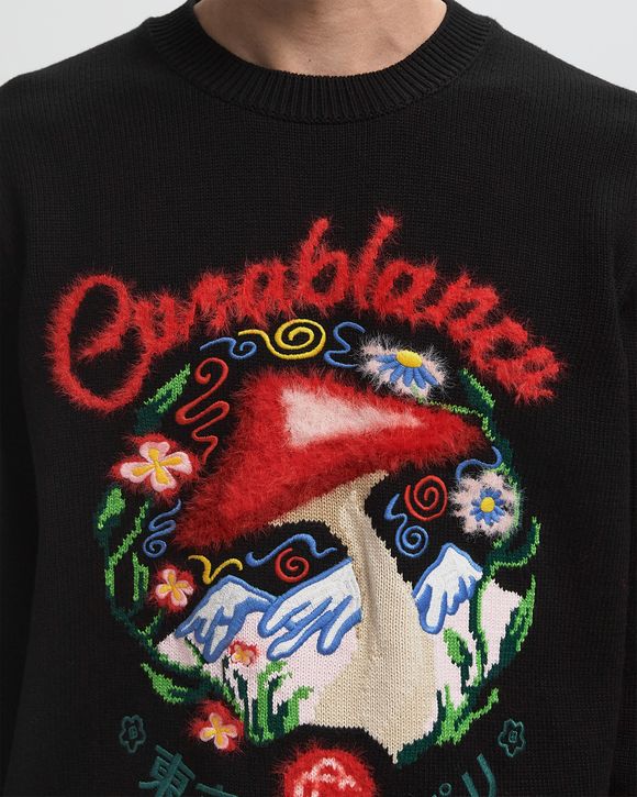 MUSHROOM EMBLEM INTARSIA CREW