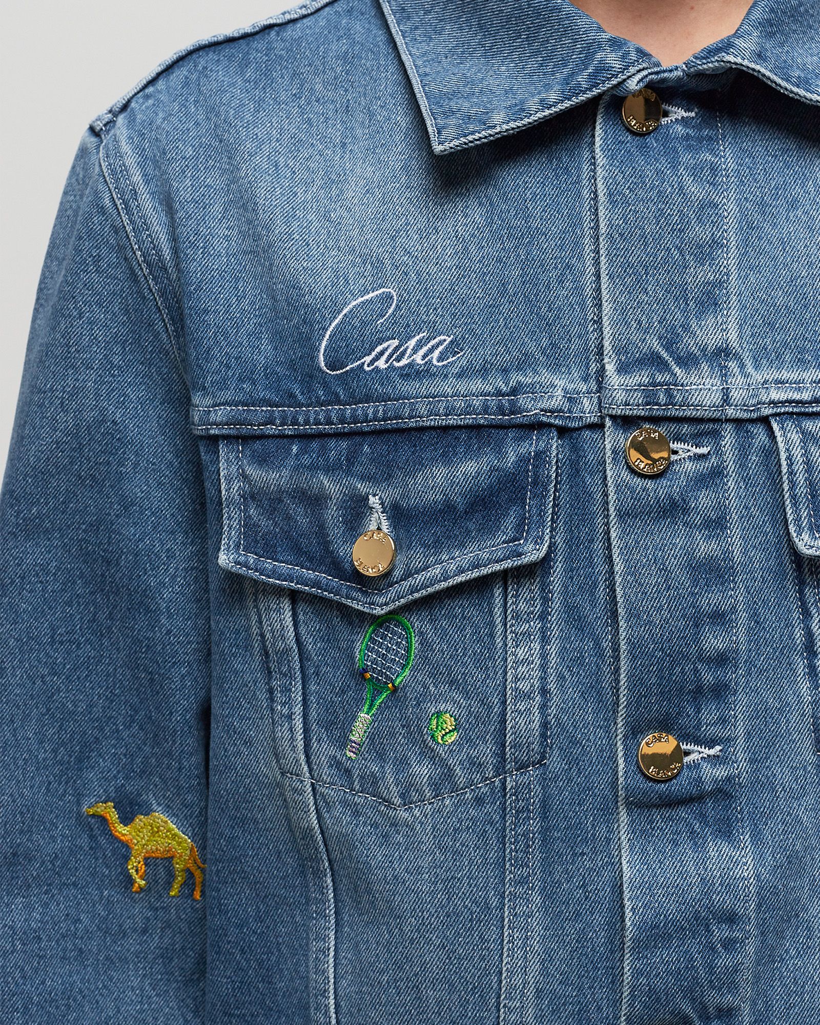 DENIM EMBROIDERED MOTIF JACKET