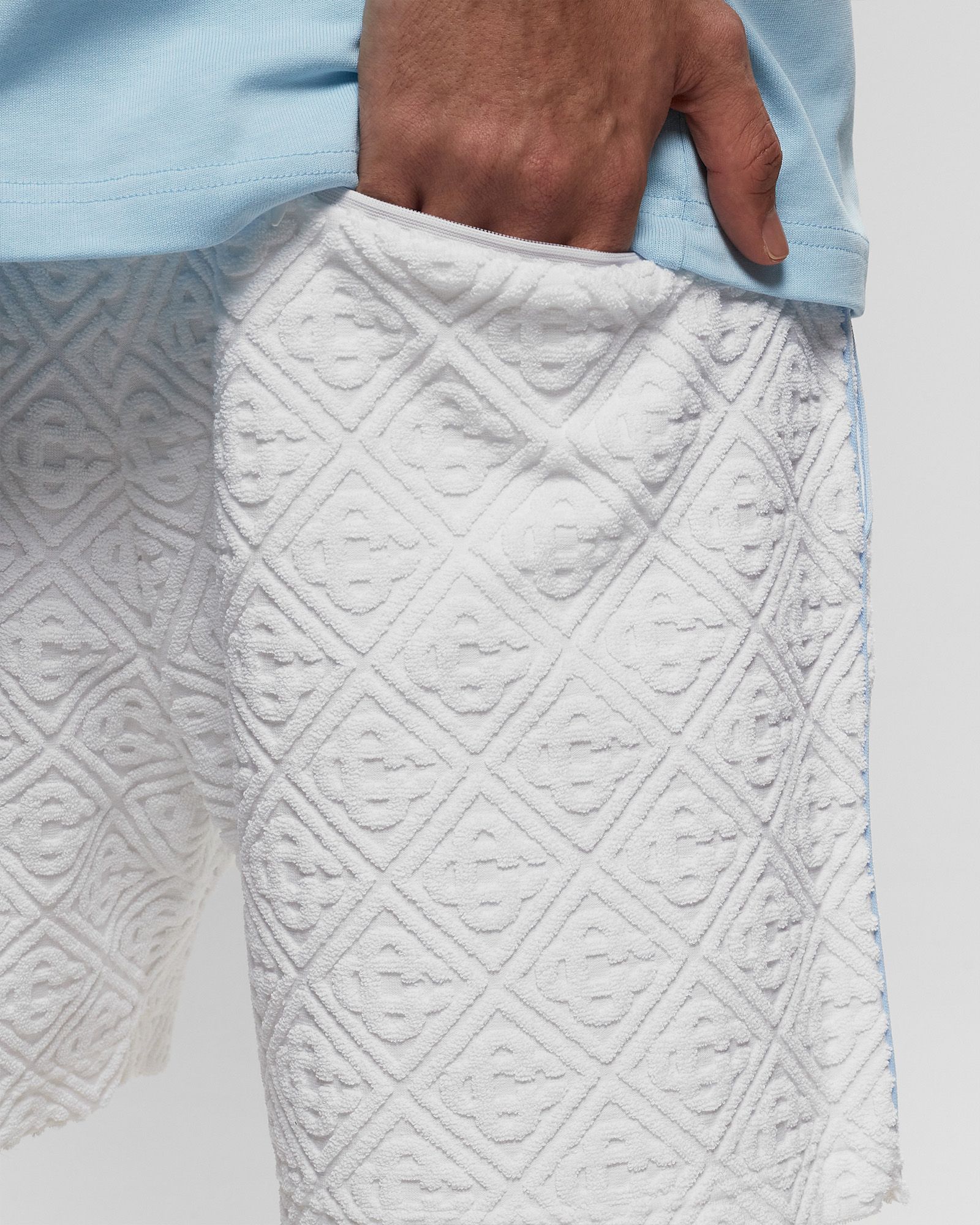 MENS JACQUARD MONOGRAM TOWELLING TRACK SHORTS