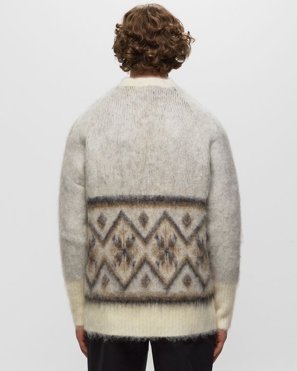 Martine Rose BRUSHED MOHAIR FAIR ISLE CARDIGAN Beige | BSTN Store