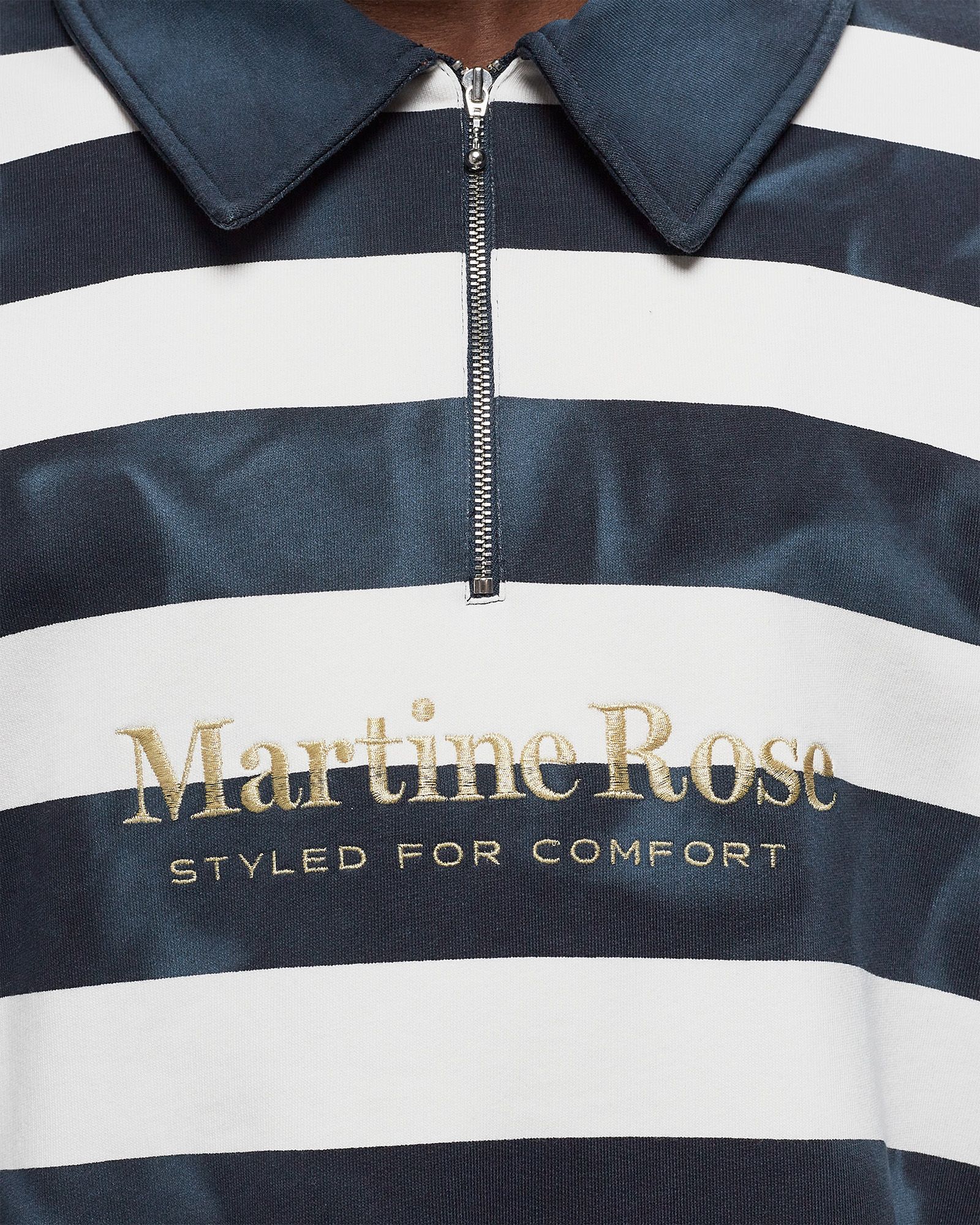 Martine Rose ZIP UP POLO Blue White | BSTN Store