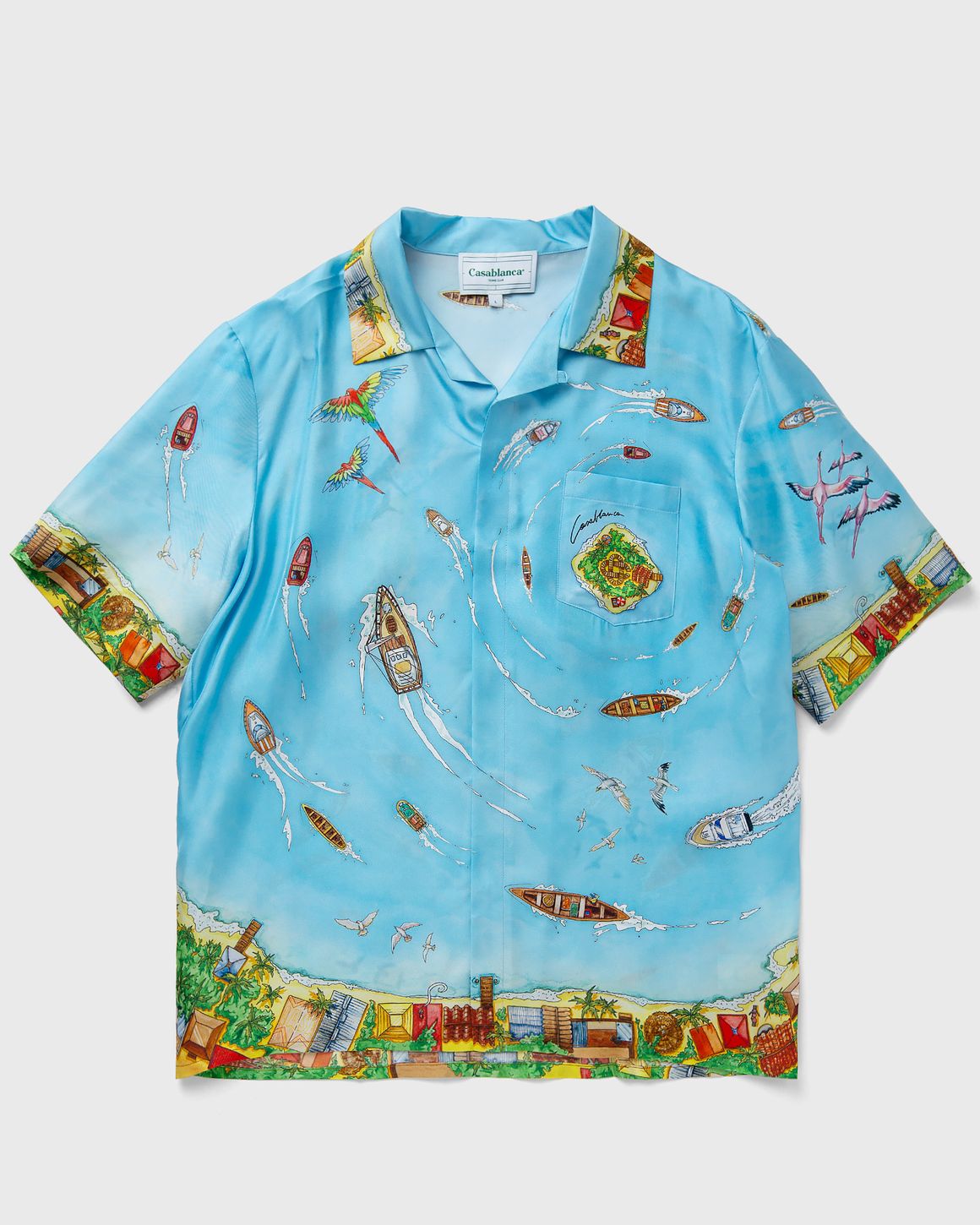 Tシャツ・カットソー Casablanca FW25 CUBAN COLLAR SHIRT (MPF25SH00305 MONTAGNE) Casablanca UNISEX CUBAN COLLAR SHORT SLEEVE SHIRT Blue