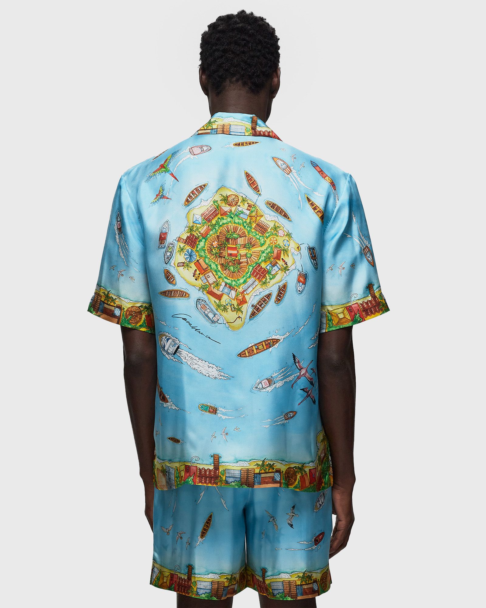 UNISEX CUBAN COLLAR SHORT SLEEVE SHIRT