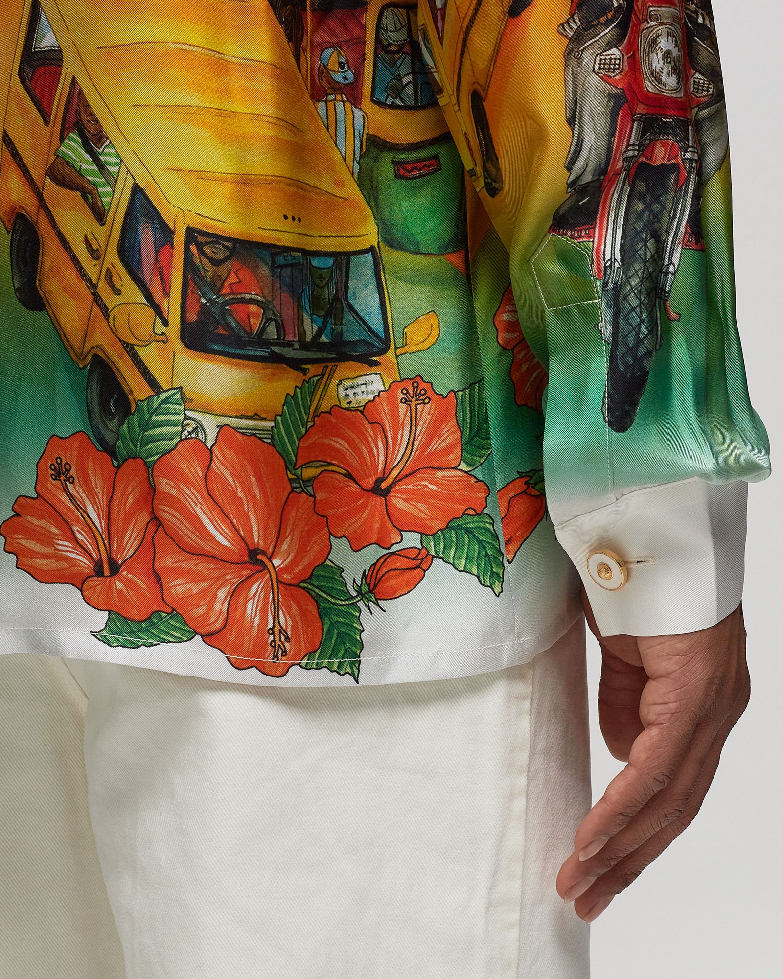 UNISEX CUBAN COLLAR LONG SLEEVE SHIRT