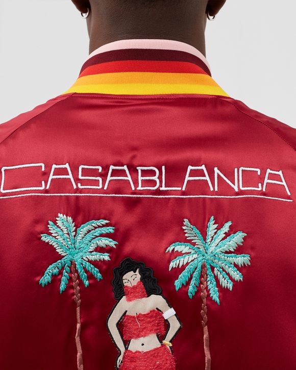 Casablanca Silk Satin Embroidered Souvenir Jacket - Bordeaux M