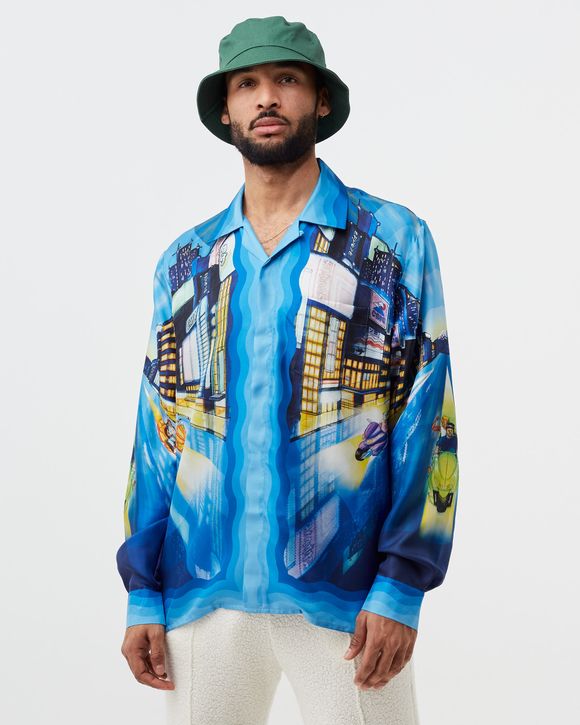 Casablanca LONG SLEEVE CUBAN COLLAR SHIRT Multi - TOKYO NIGHTS