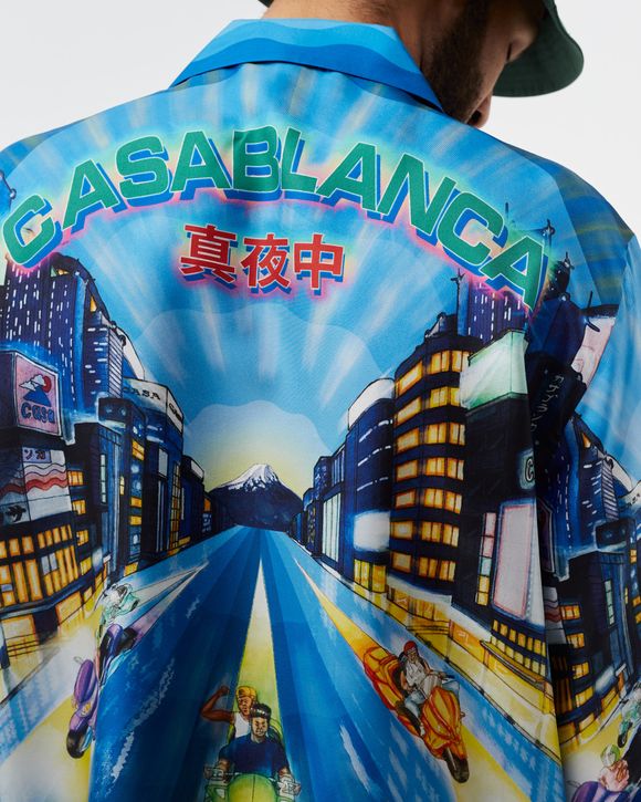 Casablanca LONG SLEEVE CUBAN COLLAR SHIRT Multi - TOKYO NIGHTS