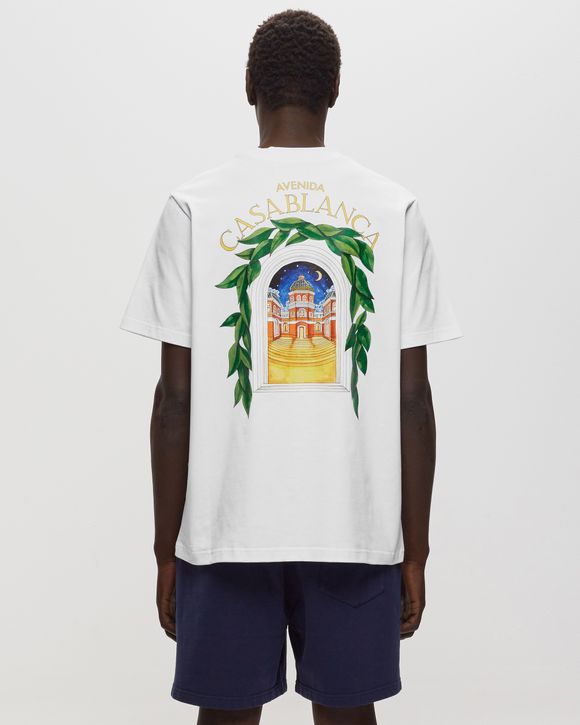 バックプリント【Casablanca】アベニーダ コットンTシャツ 23SS Casablanca Avenida print cotton t-shirt - White | MS23JTS00111