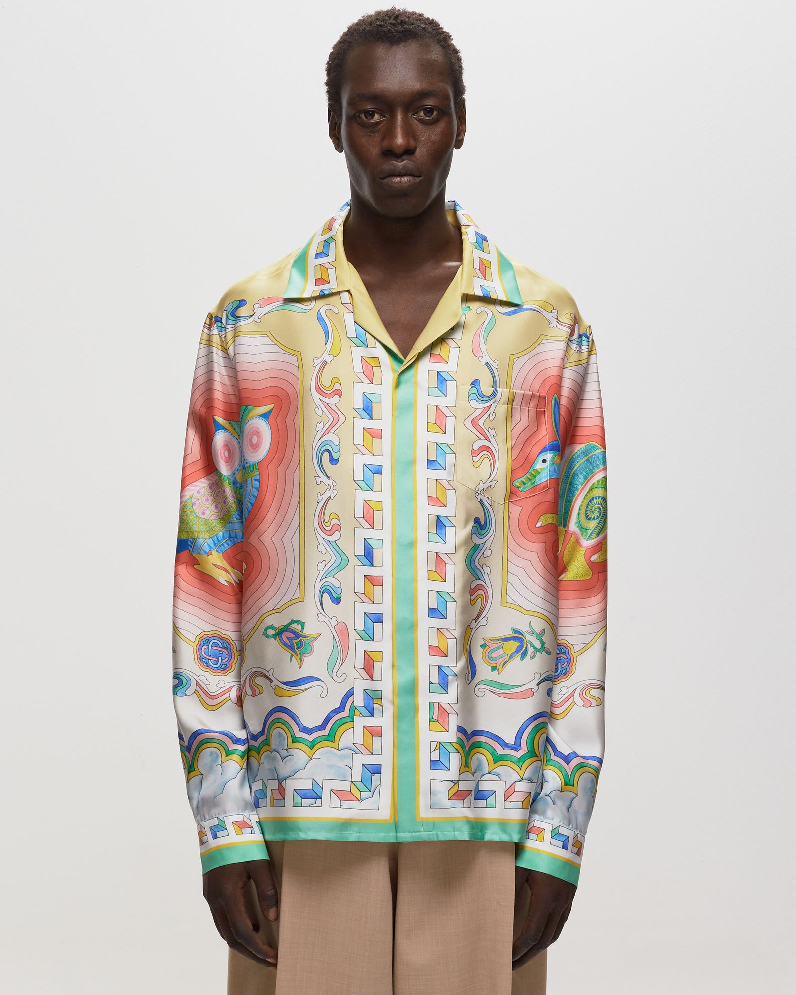 Cuban Collar Long Sleeve Shirt