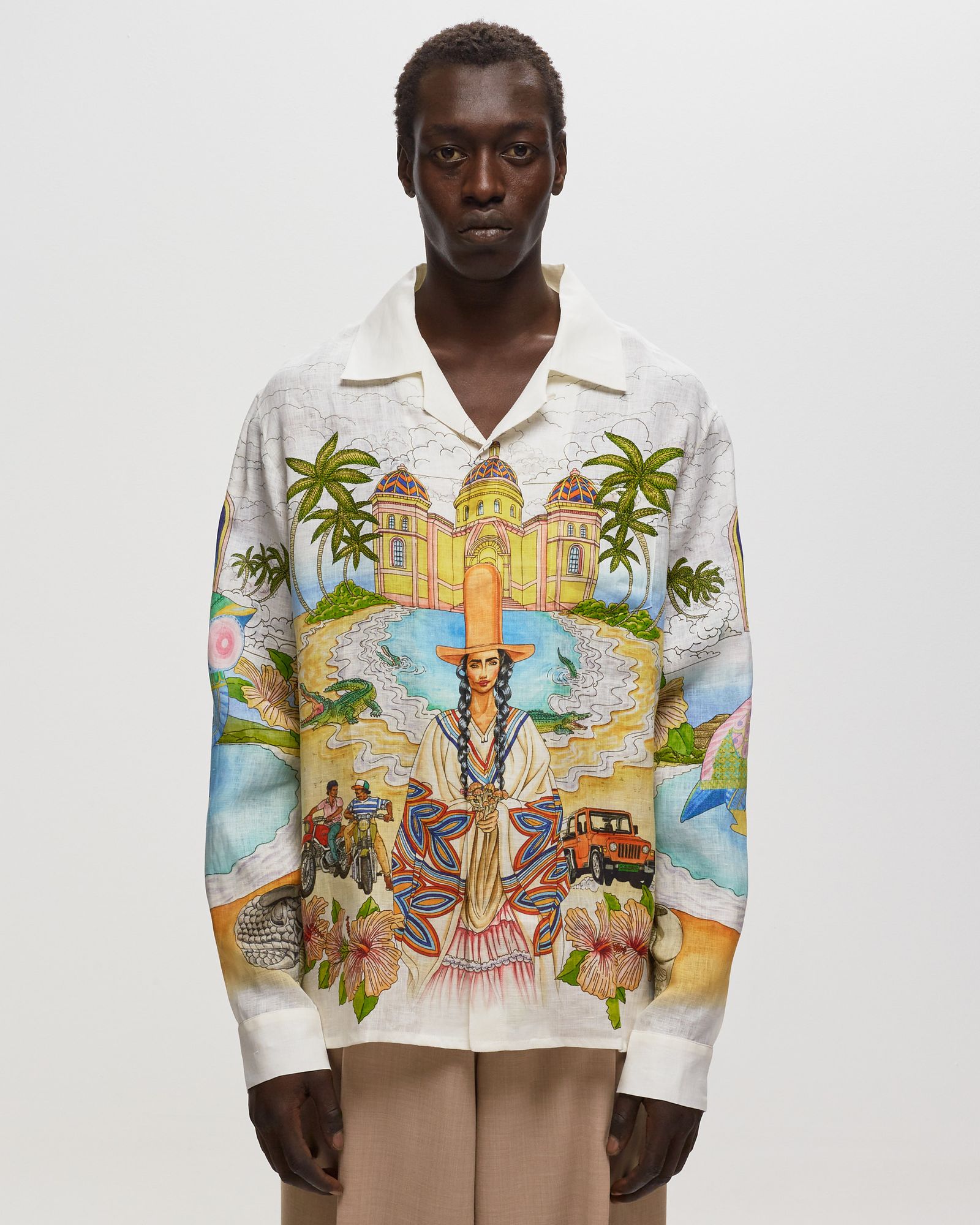 Cuban Collar Long Sleeve Shirt