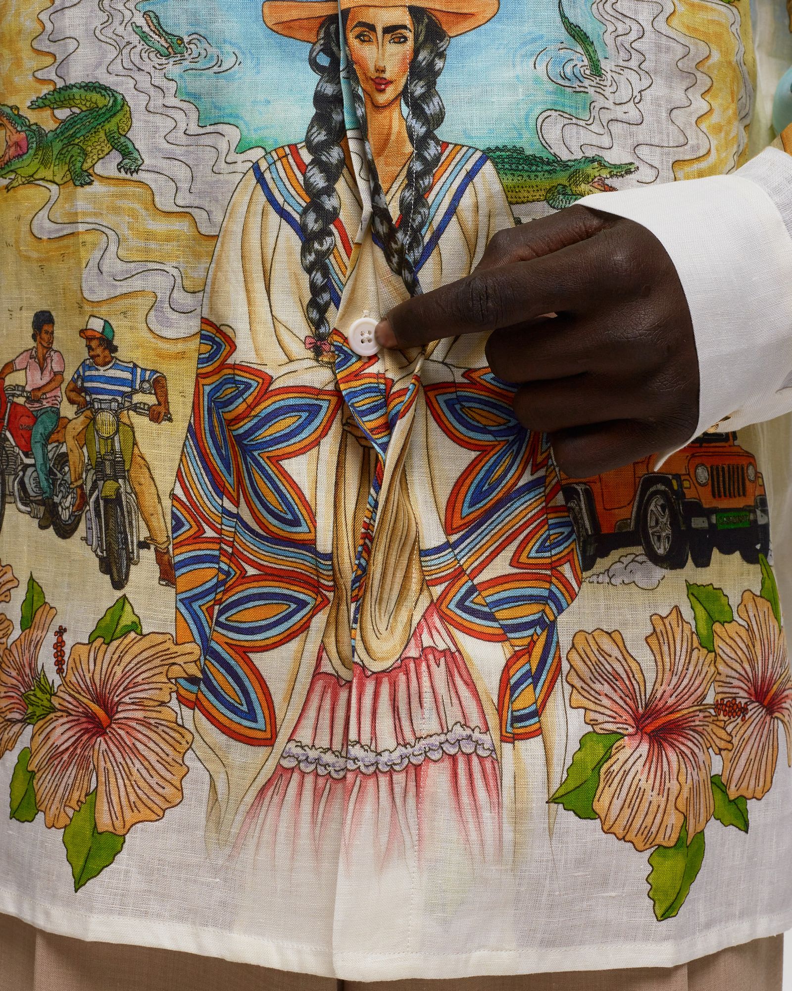 Cuban Collar Long Sleeve Shirt