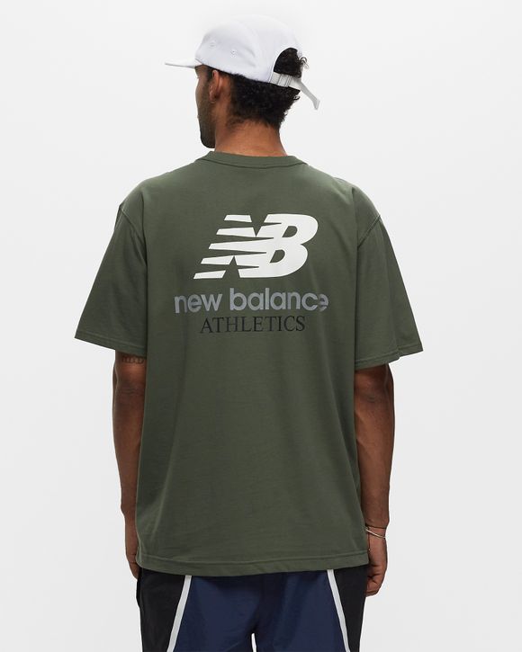 New Balance Athletics Remastered Graphic Cotton Jersey Short Sleeve Tee Green DEEP OLIVE GREEN