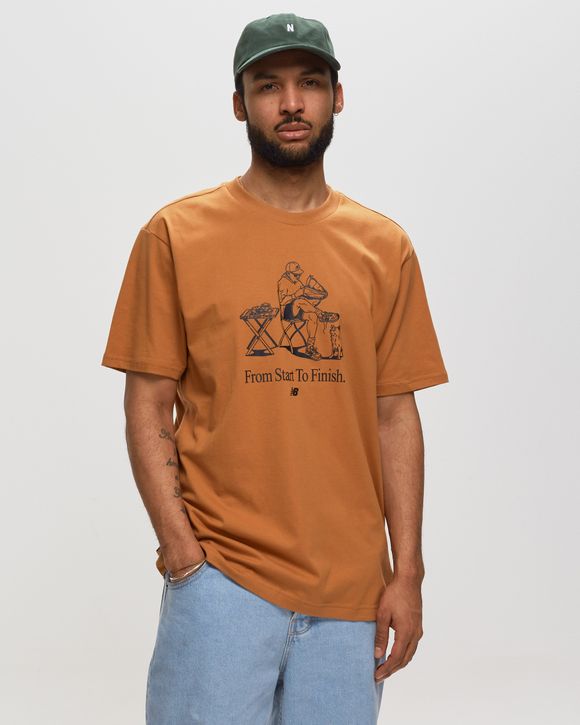 New Balance Essentials Cafe Shop Front Cotton Tee Brown