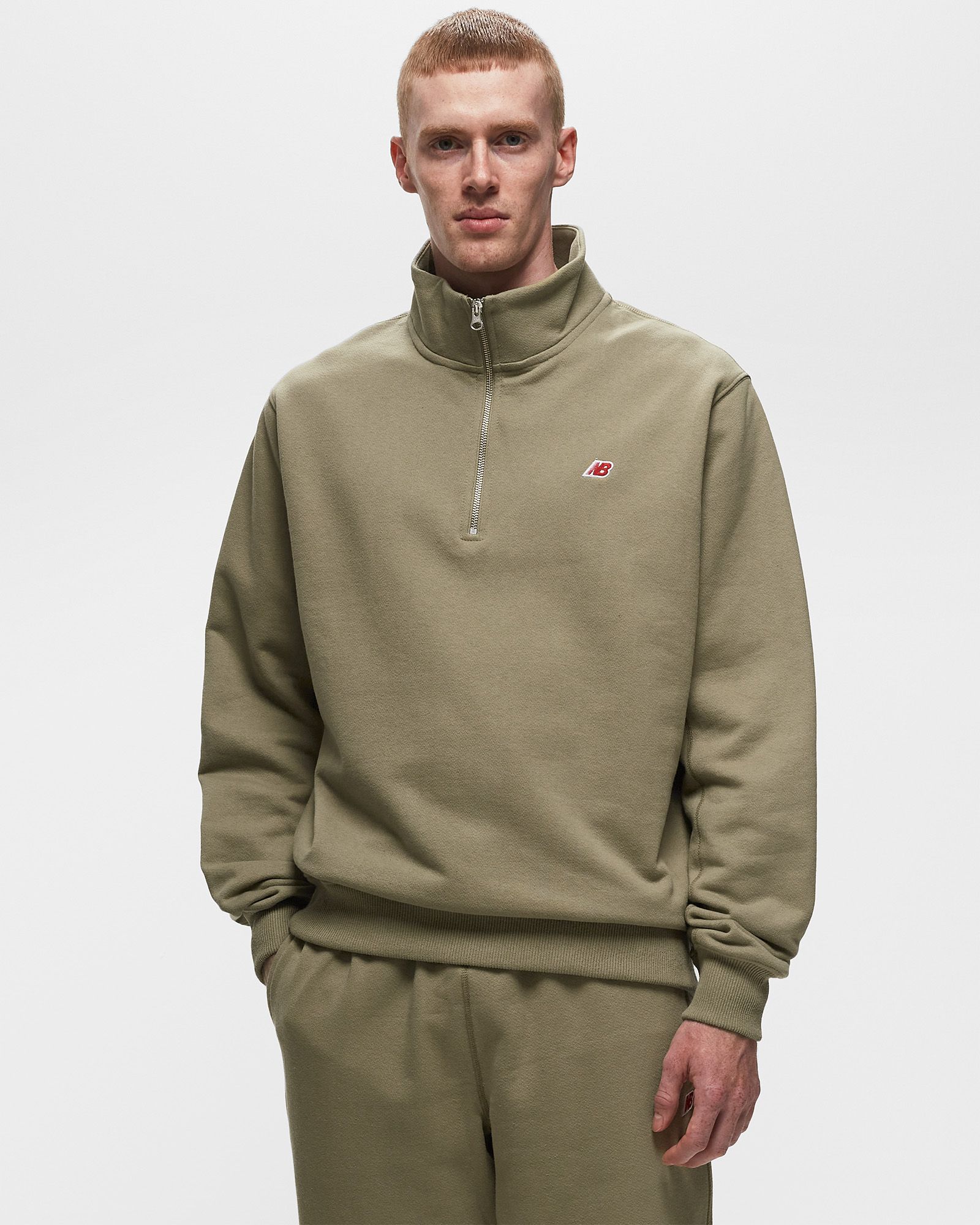 ※ __n.style__ New Balance MADE in USA Quarter Zip Pullover Green | BSTN Store