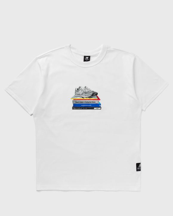 New Balance ESSENTIALS CAFE - T-shirt imprimé - white/blue/blanc 