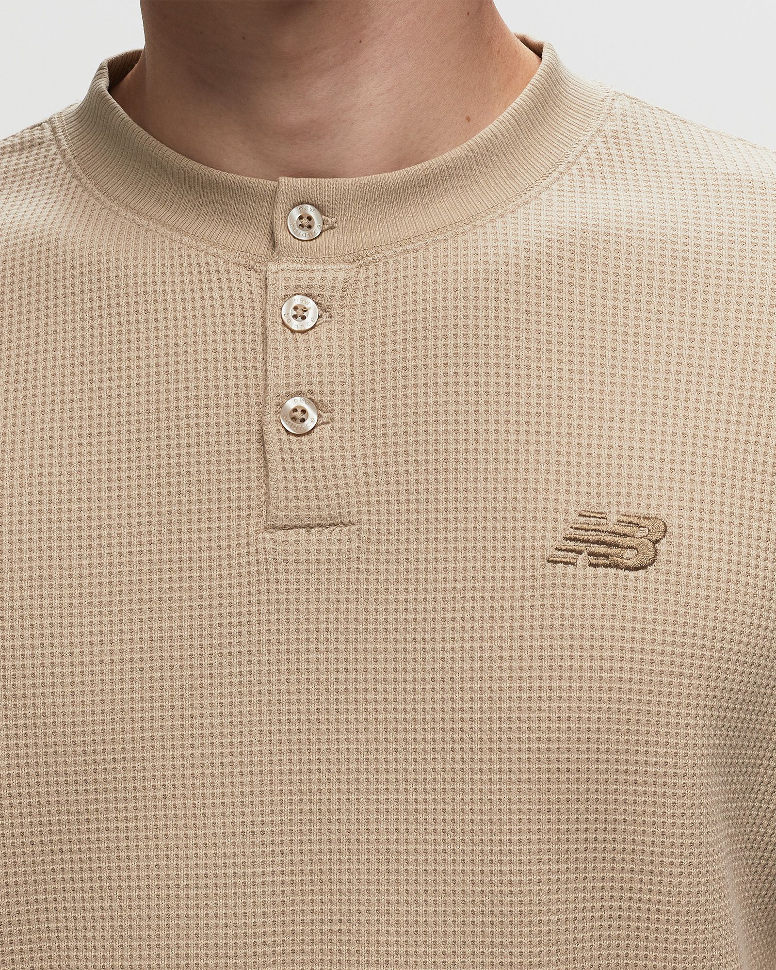 Waffle Knit Long Sleeve Henley