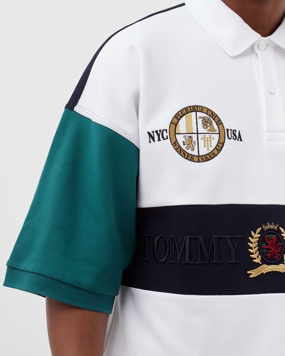 Tommy Hilfiger Colour Block Placement Polo Shirt White - Terraces