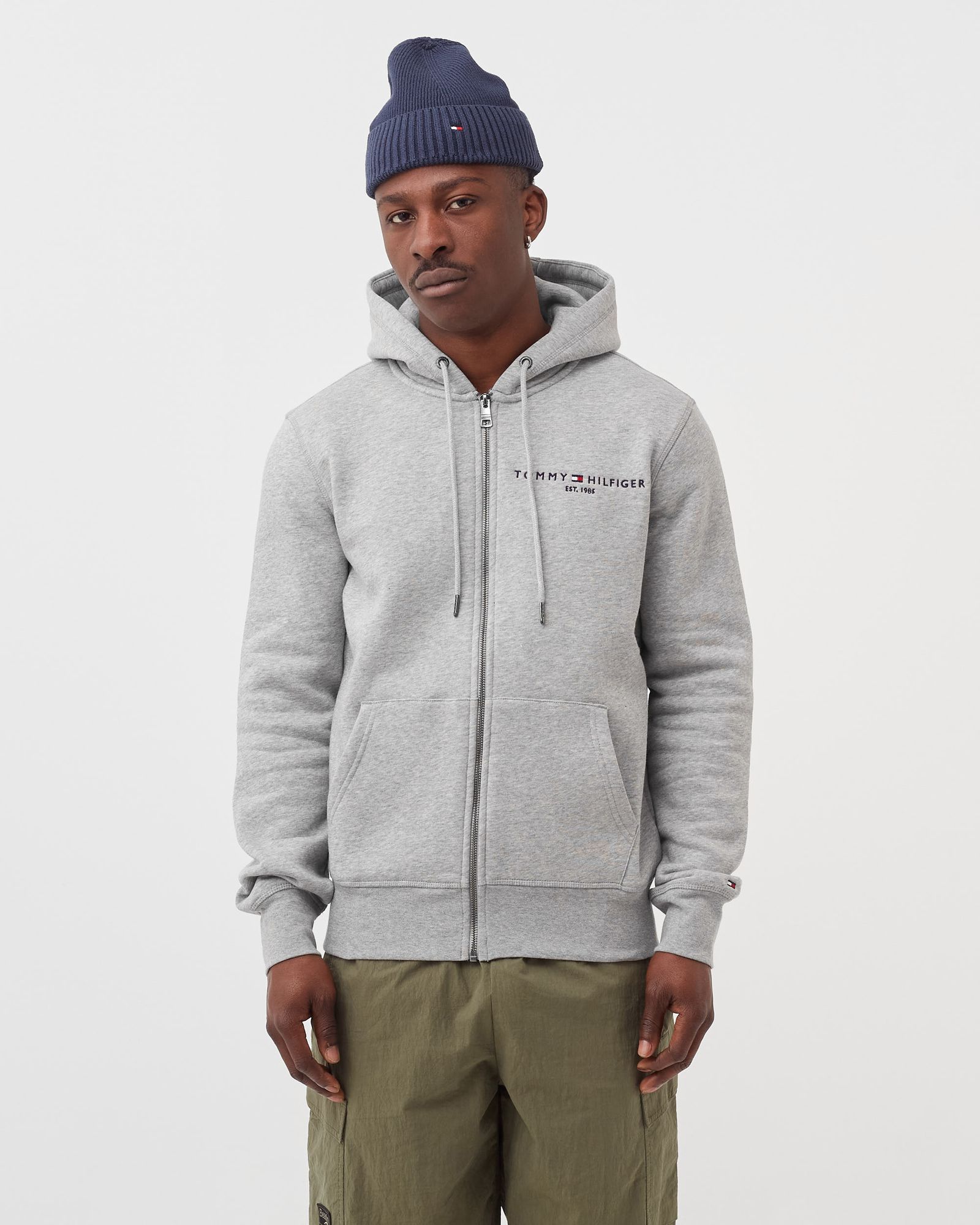 TOMMY LOGO ZIP THROUGH HOODIE