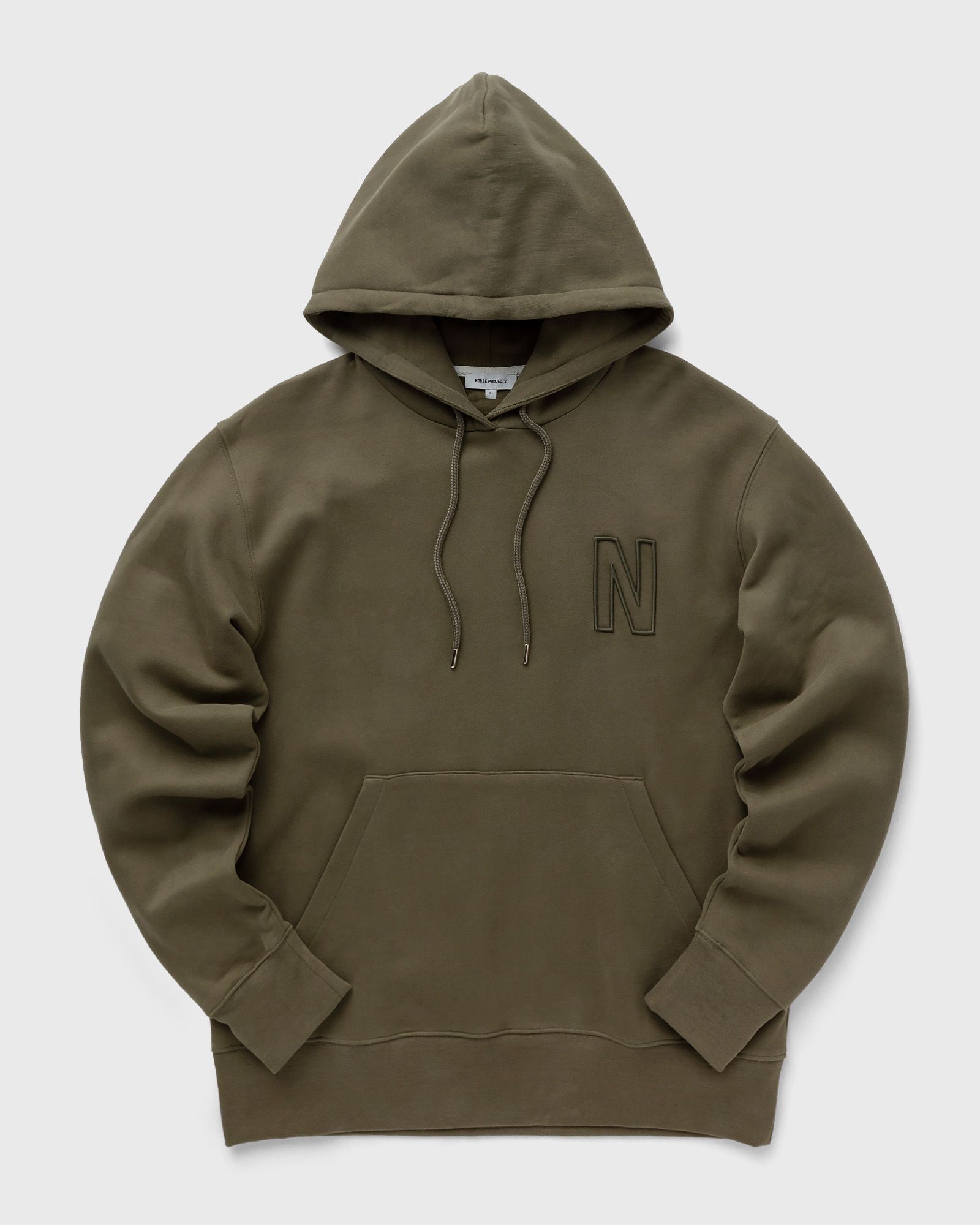 Norse Projects - arne relaxed organic brushed fleece n logo hoodie men hoodies green in größe:m