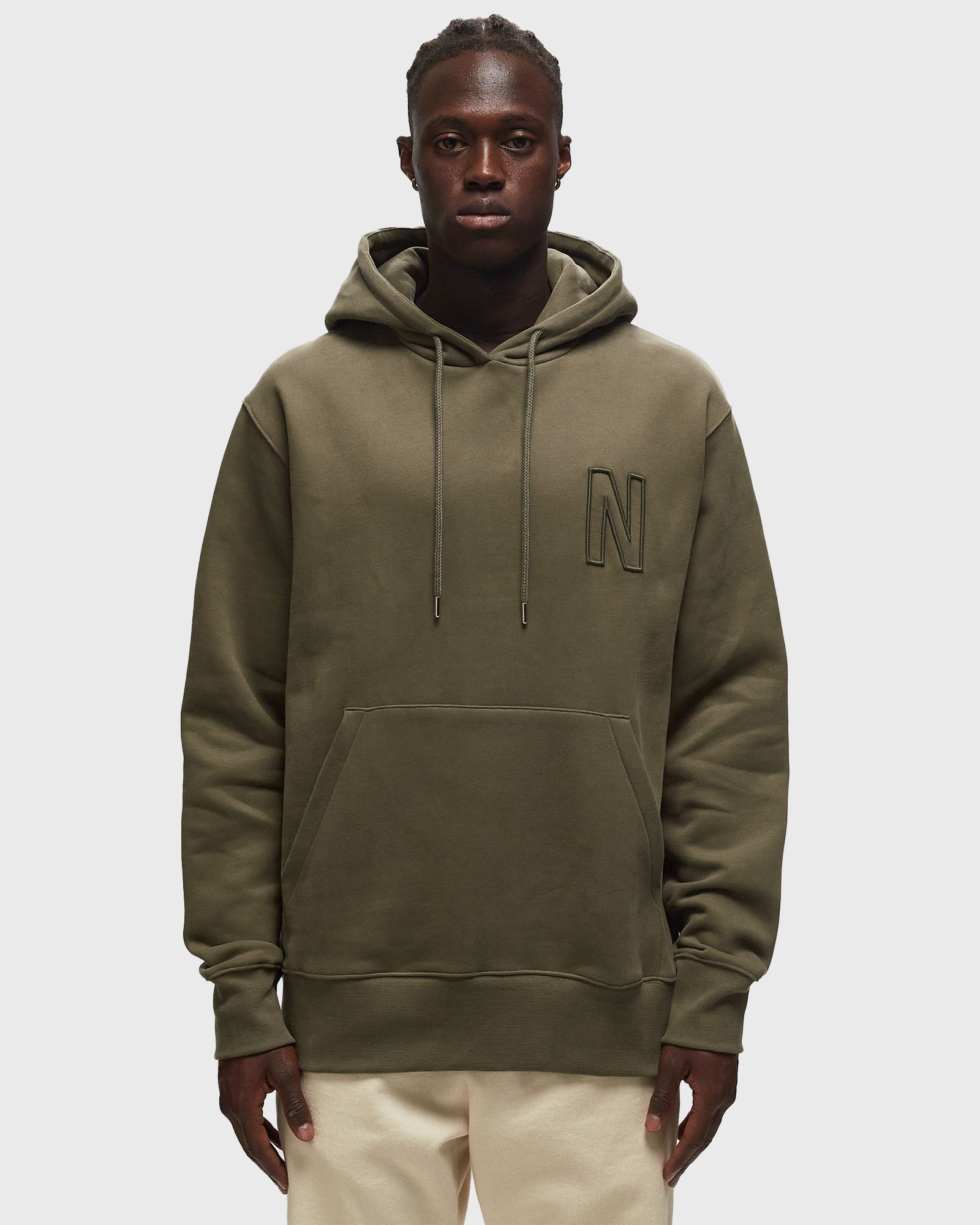 Arne Relaxed Organic Brushed Fleece N Logo Hoodie