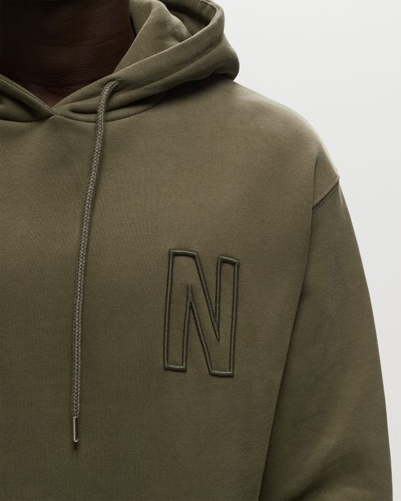 【関税込み】NORSE PROJECTS カーキ Arne フーディ Norse Projects Arne Relaxed Organic Brushed Fleece N Logo