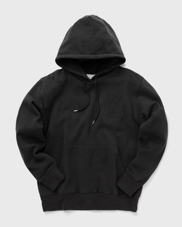 Norse Projects Arne Relaxed Organic Brushed Fleece N Logo Hoodie Black