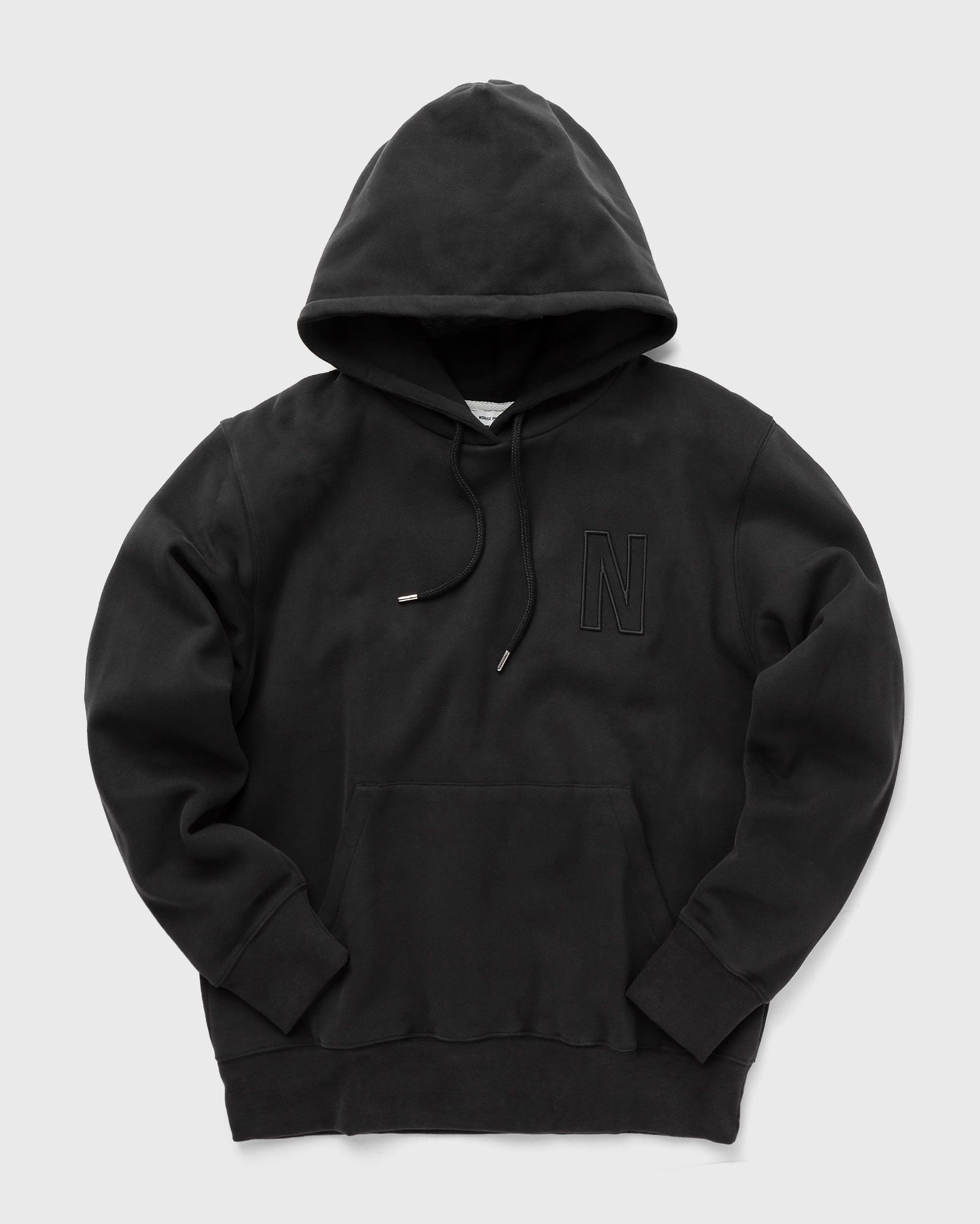 Norse Projects - arne relaxed organic brushed fleece n logo hoodie men hoodies|zippers black in größe:m