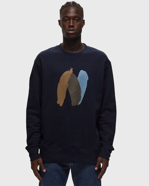 Norse Projects Arne Relaxed Organic Brush N Logo Sweatshirt Blue BSTN Store