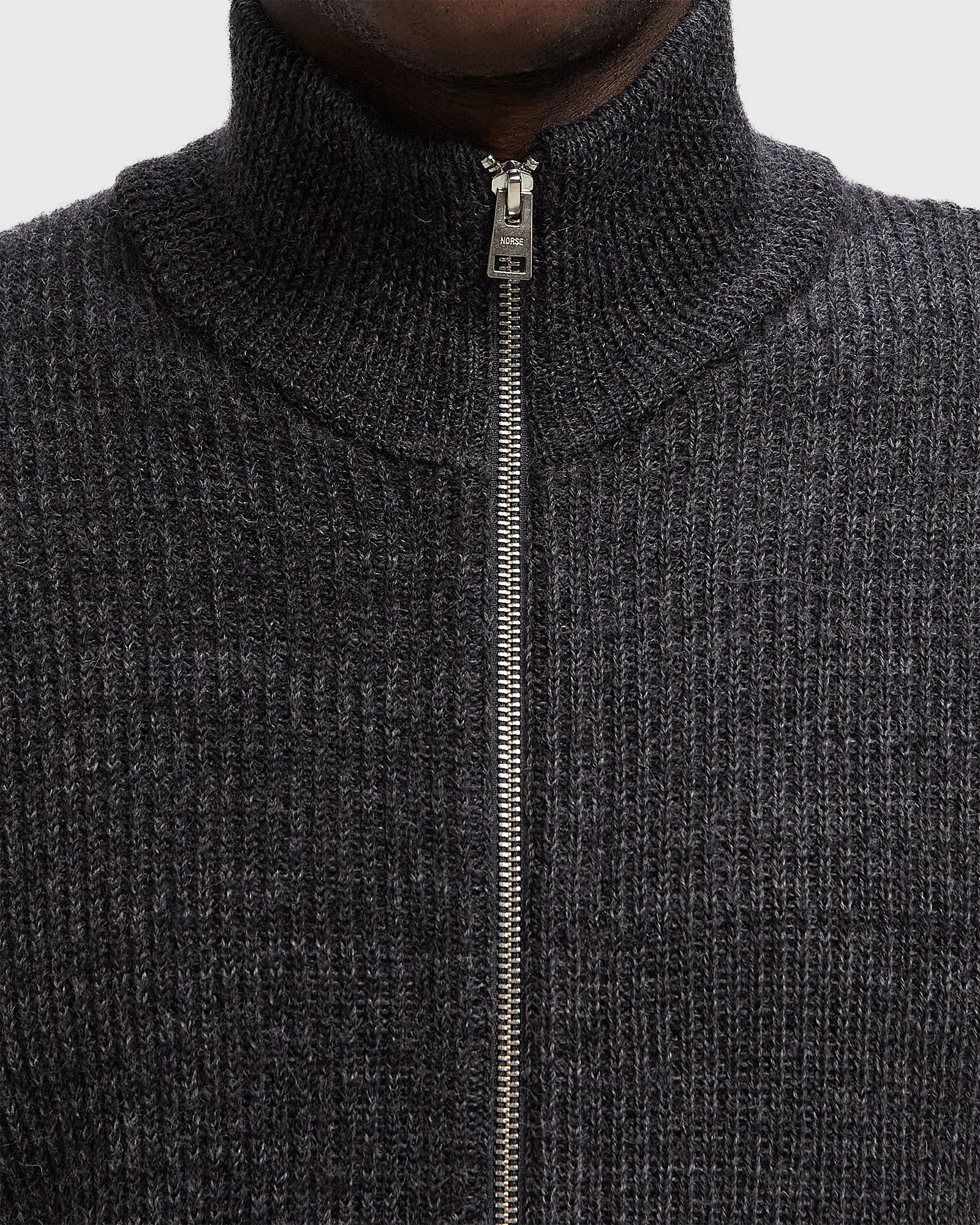 Hagen Wool Cotton Rib Full Zip Jacket